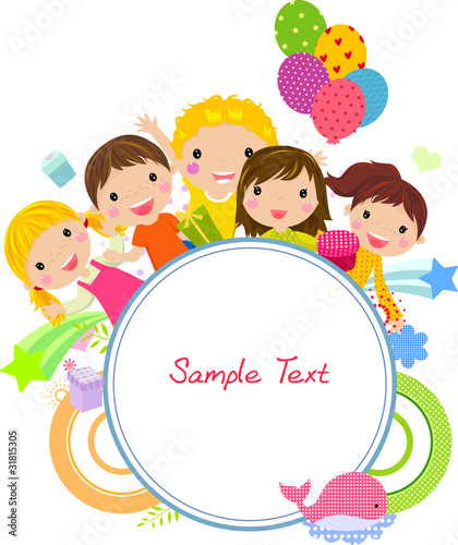 Cute cartoon kids frame
