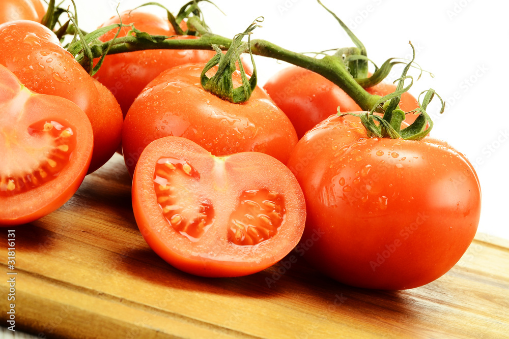Tomatoes on breadboard Tomatoes on breadboard