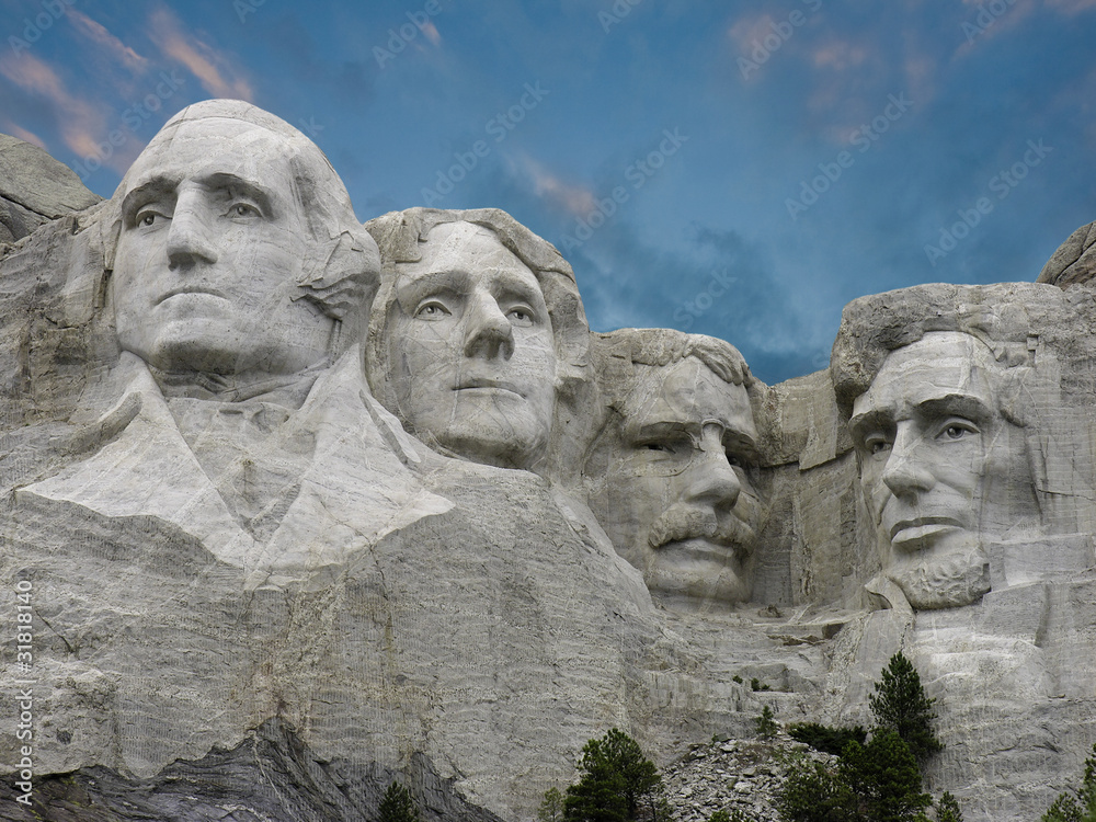 Colors of Sunset over Mount Rushmore, U.S.A.