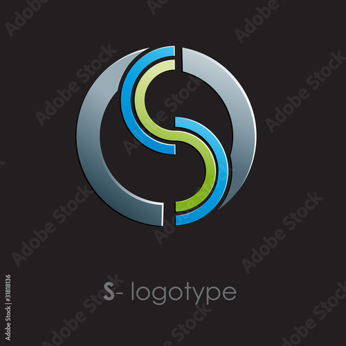 Logo letter S with circle on black background  # Vector