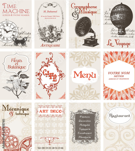 12 cartes de visites esprit rétro