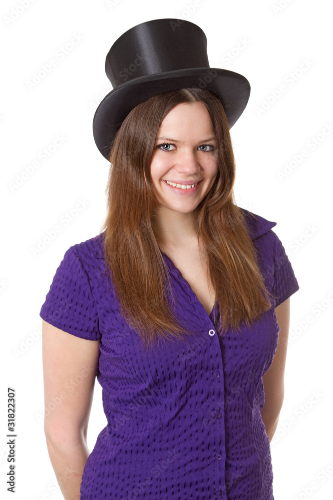 Attraktive Frau mit Chapeu Claque Attraktive Frau mit Chapeu Claque