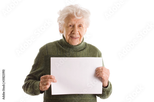 фотографія The elderly woman isolated on white