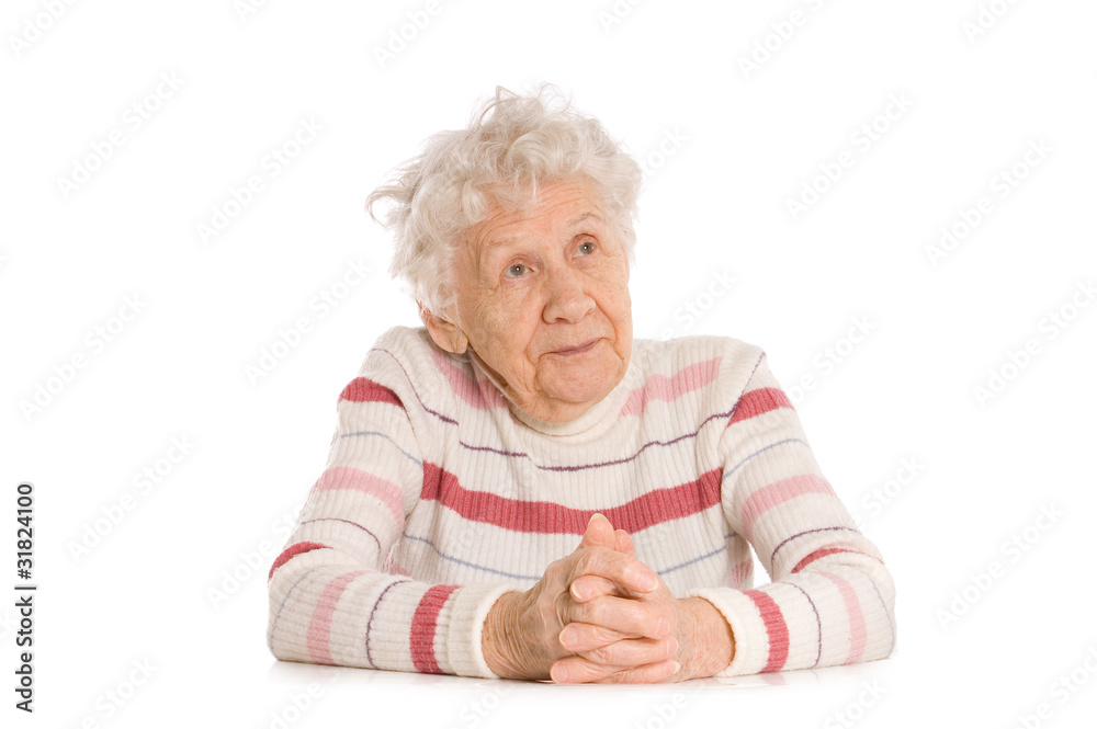Portrait of the old woman isolated on white Portrait of the old woman isolated on white