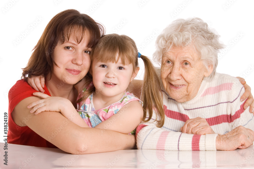 The elderly woman with the granddaughter The elderly woman with the granddaughter