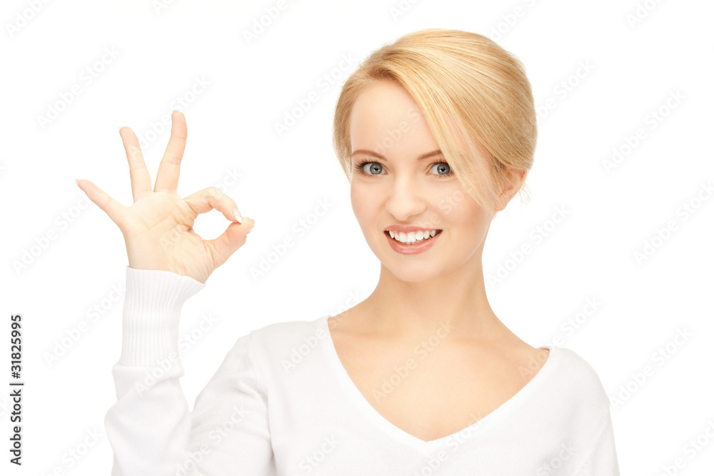 lovely teenage girl showing ok sign lovely teenage girl showing ok sign