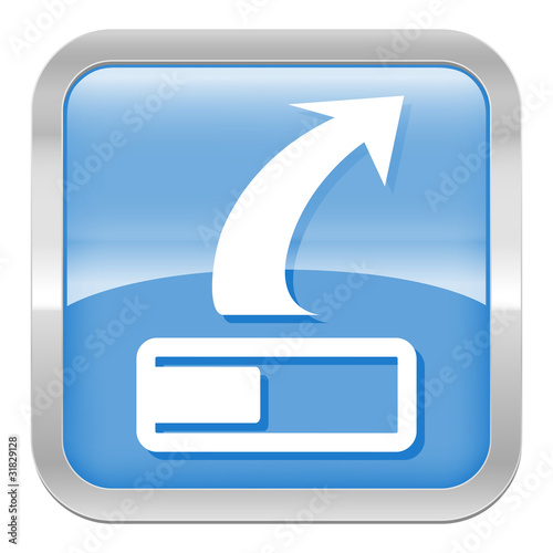 pictogramme téléchargement série carré bleu