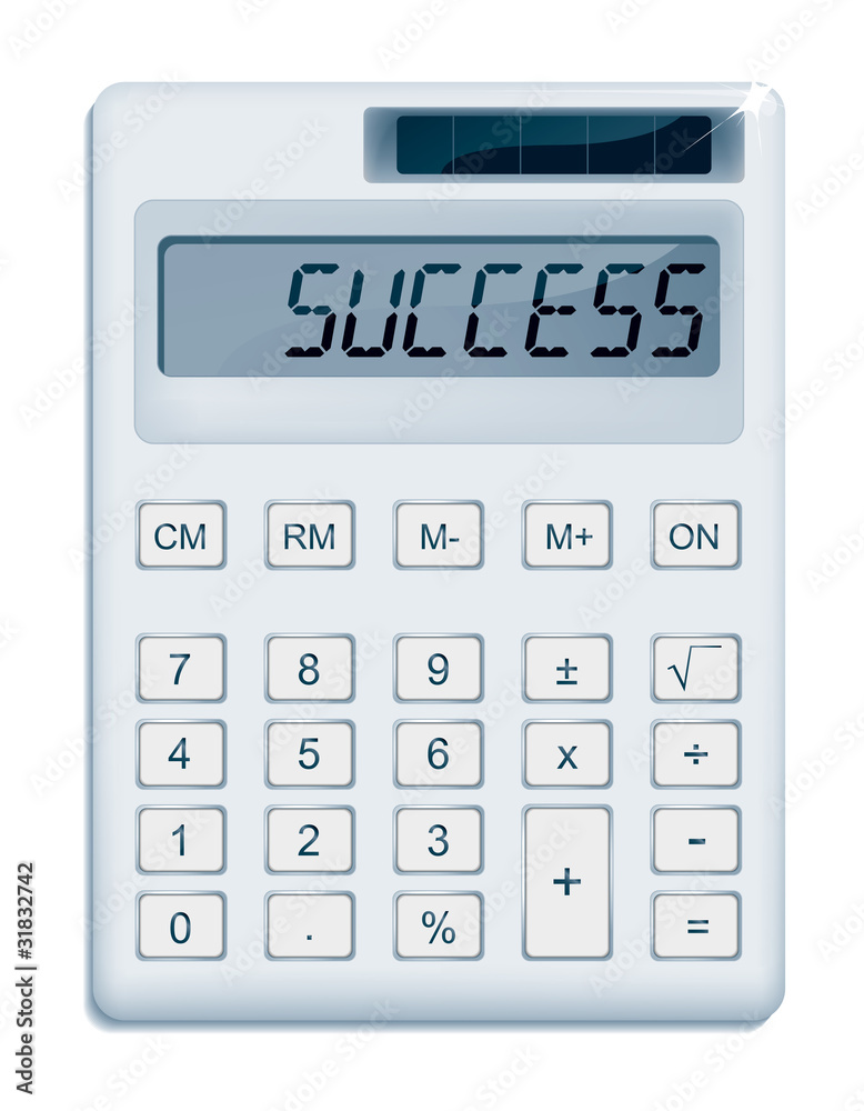 Office calculator displaying a “SUCCESS” message. Office calculator displaying a “SUCCESS” message.