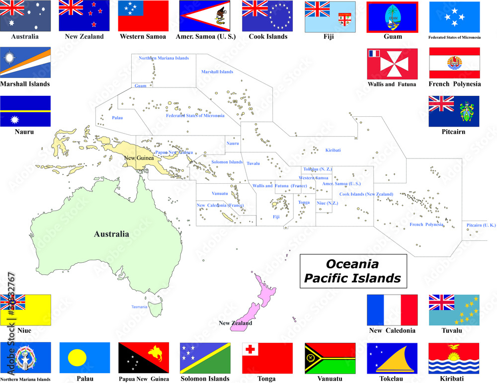 Oceania - mappe e bandiere