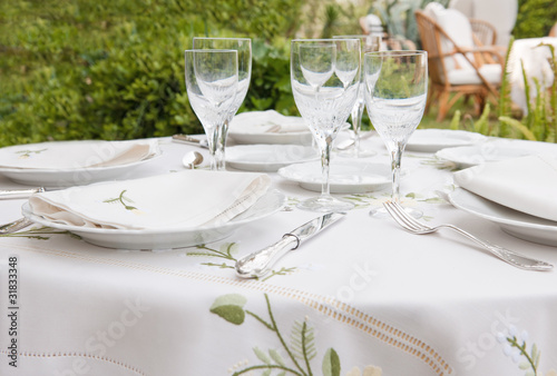 Table arangement for garden banquet