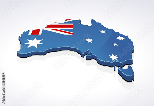 Map of Australia 3D (white background)