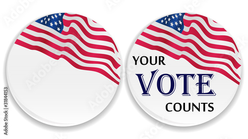 Voting pins with US flag