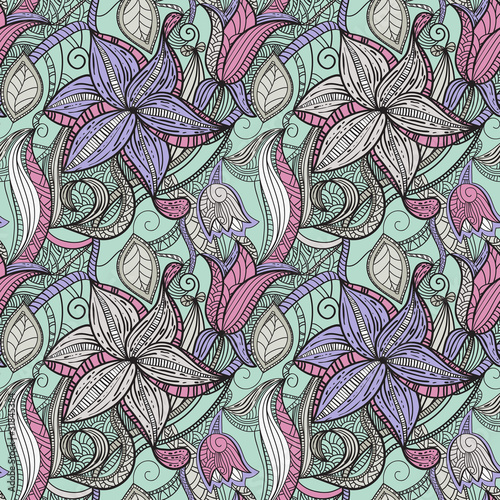 vector seamless hand drawn floral pattern