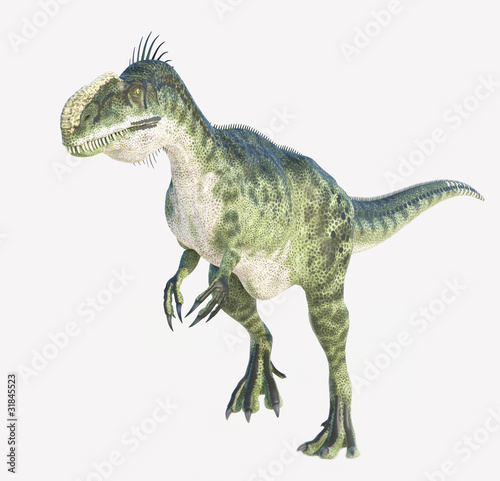 Monolophosaurus walking white background