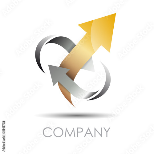 Logo arrow  in two arrows, output # Vector photo