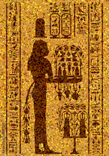 egyptian hieroglyphs and fresco