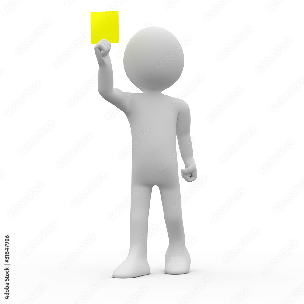 Referee showing yellow card