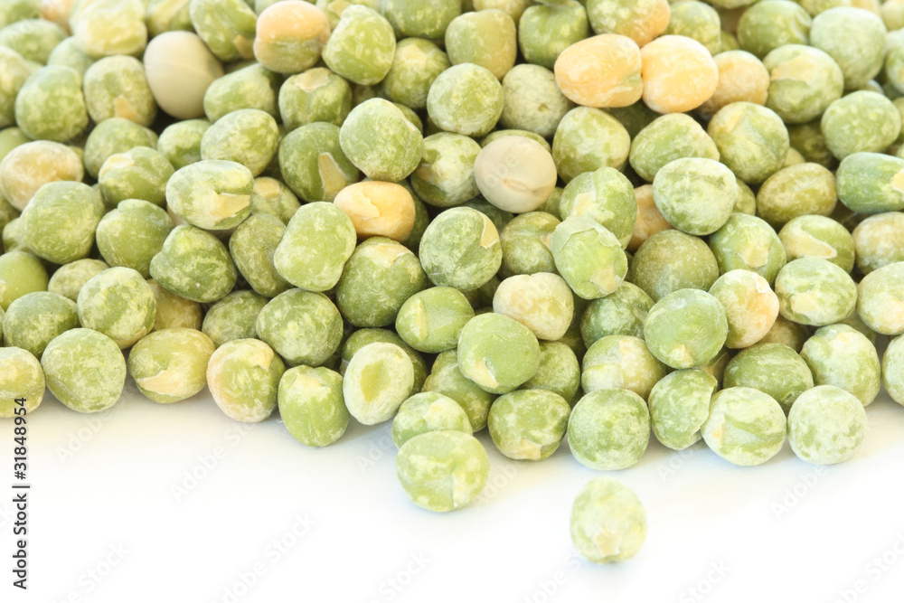 Dry green pea on white background Dry green pea on white background