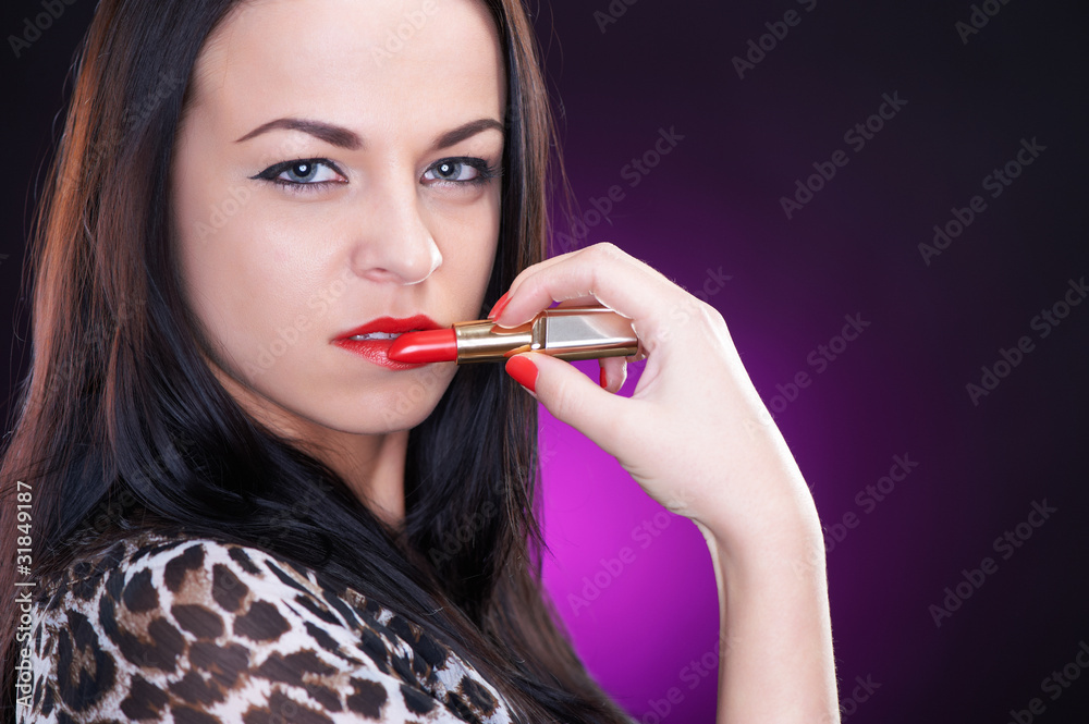 Elegant young woman with lipstick Elegant young woman with lipstick