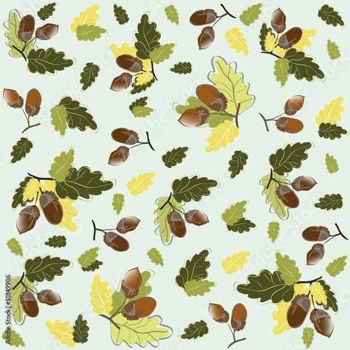 Autumn seamless background. Illustration  acorns.