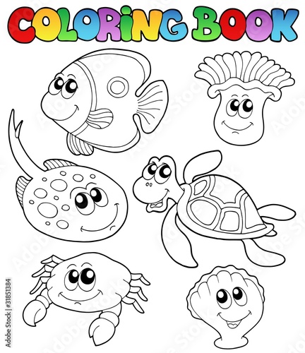 Coloring book with marine animals 3