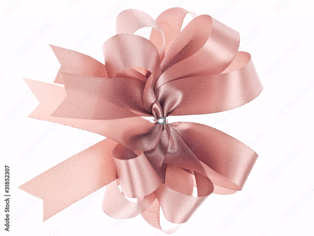 Gift ribbon bow on white background