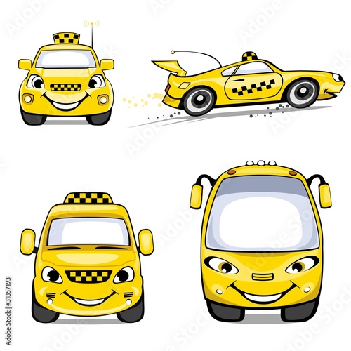 Yellow cars of a taxi