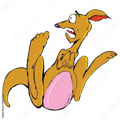 Cartoon kangaroo running from something