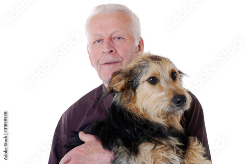 Senior mit Hund photo