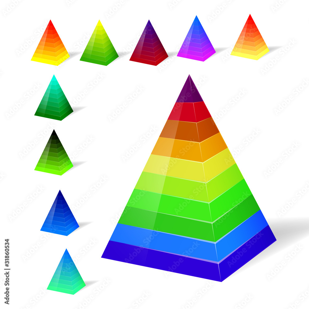 Layered pyramids. Vector.