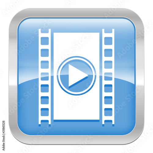 pictogramme vidéo série carré bleu