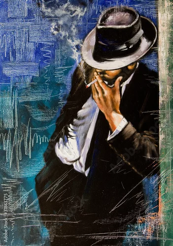 Obraz Portret mężczyzny z papierosem