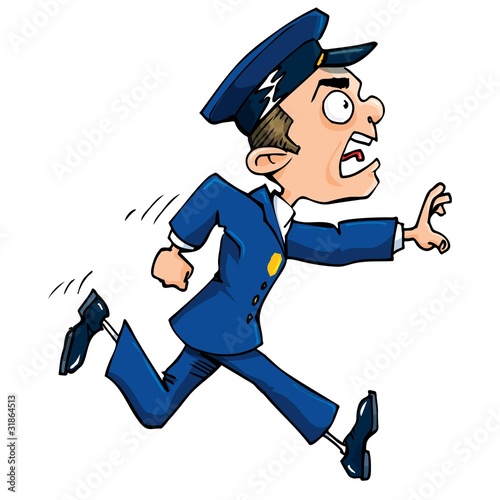 Cartoon policeman running