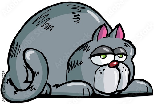 Cartoon of fat grey cat