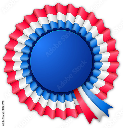 Blue red and white blank rosette