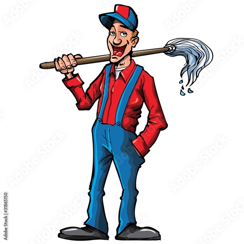 Cartoon handyman with tools