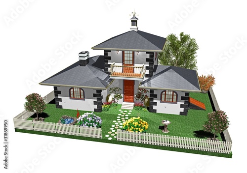Villa Casa con Giardino-House with Garden-3D photo