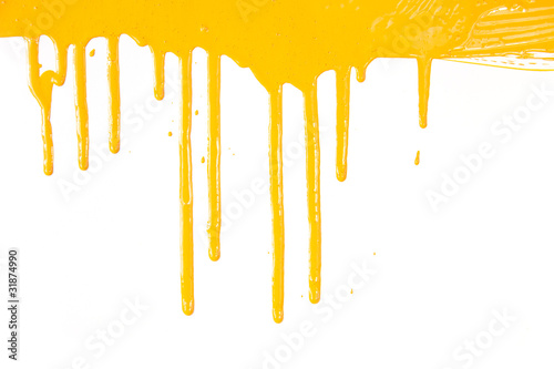 Obraz na płótnie Orange paint dripping / isolated on white / real photo w salonie