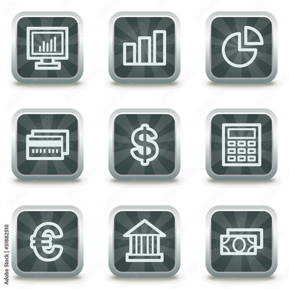 Finance web icons set 1, grey square buttons Finance web icons set 1, grey square buttons