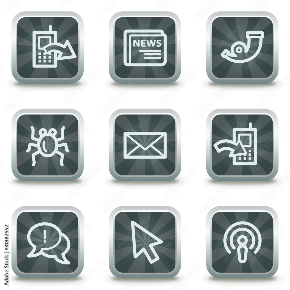Internet web icons set 2, grey square buttons Internet web icons set 2, grey square buttons