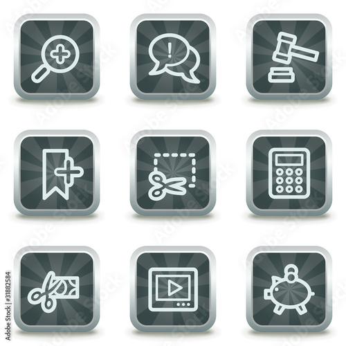 Shopping web icons set 3, grey square buttons