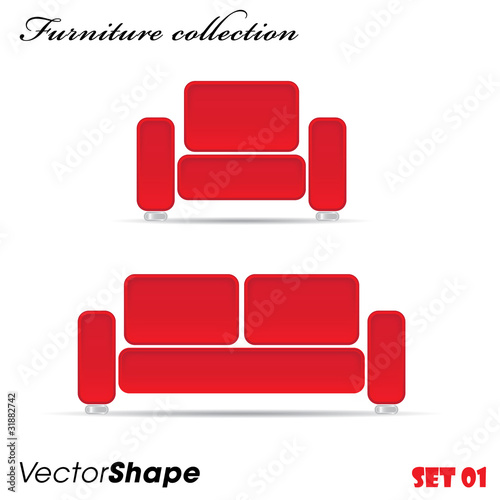Interior furniture collection icons,sofa and armchair