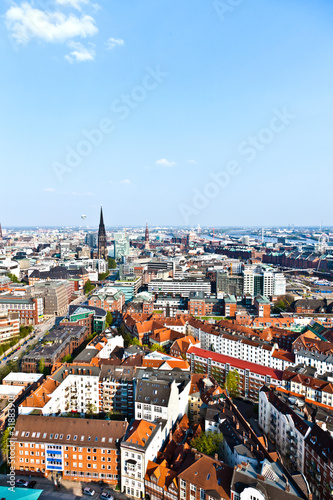 cityscape of Hamburg from the famous tower Michaelis