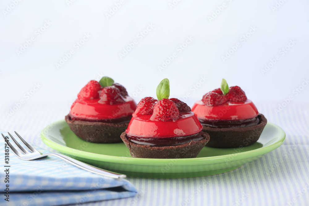 Chocolate and raspberry cakes