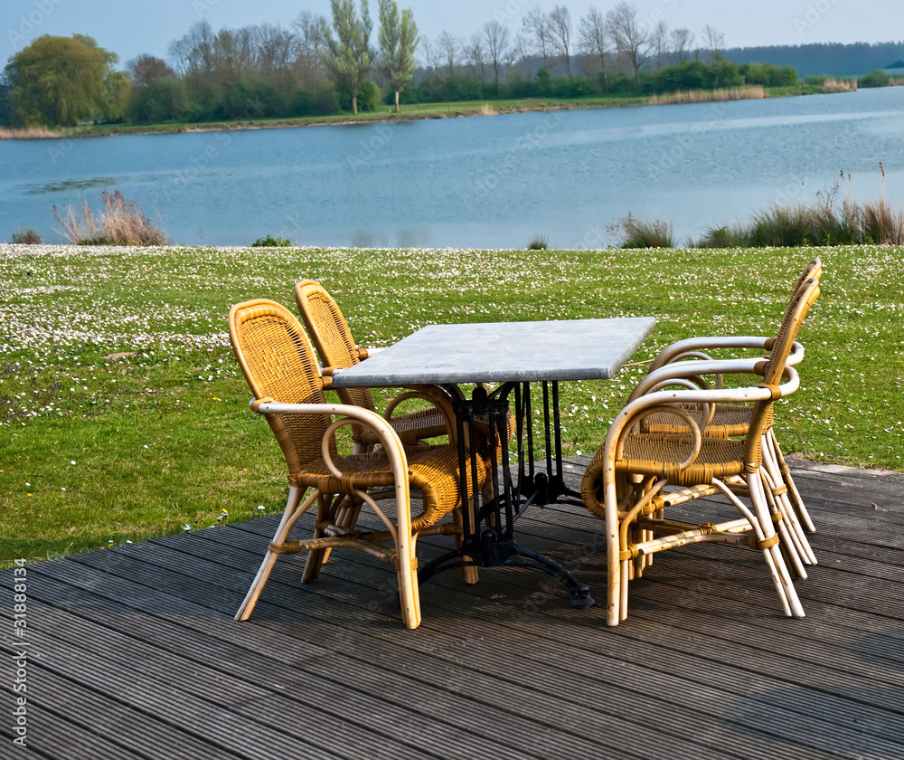 Fototapeta premium Chair and table at beach .