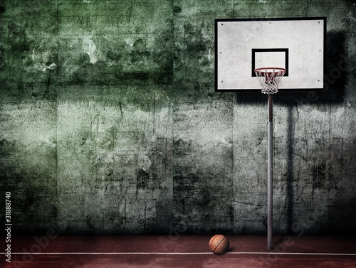 Fototapeta samoprzylepna kosz i piłka do koszykówki