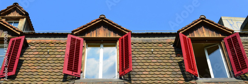 Canvastavla façade...fenêtres
