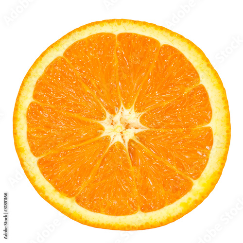 slice of orange isolated on white background with clipping path