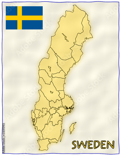 Sweden political division national emblem flag map
