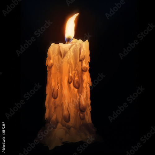 digital painting of a melting vintage candle